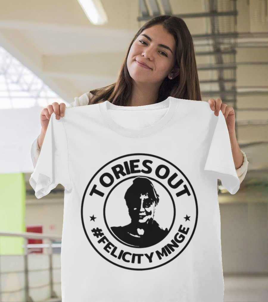 Tories Out Felicity Minge Hashtag Circle T-Shirt