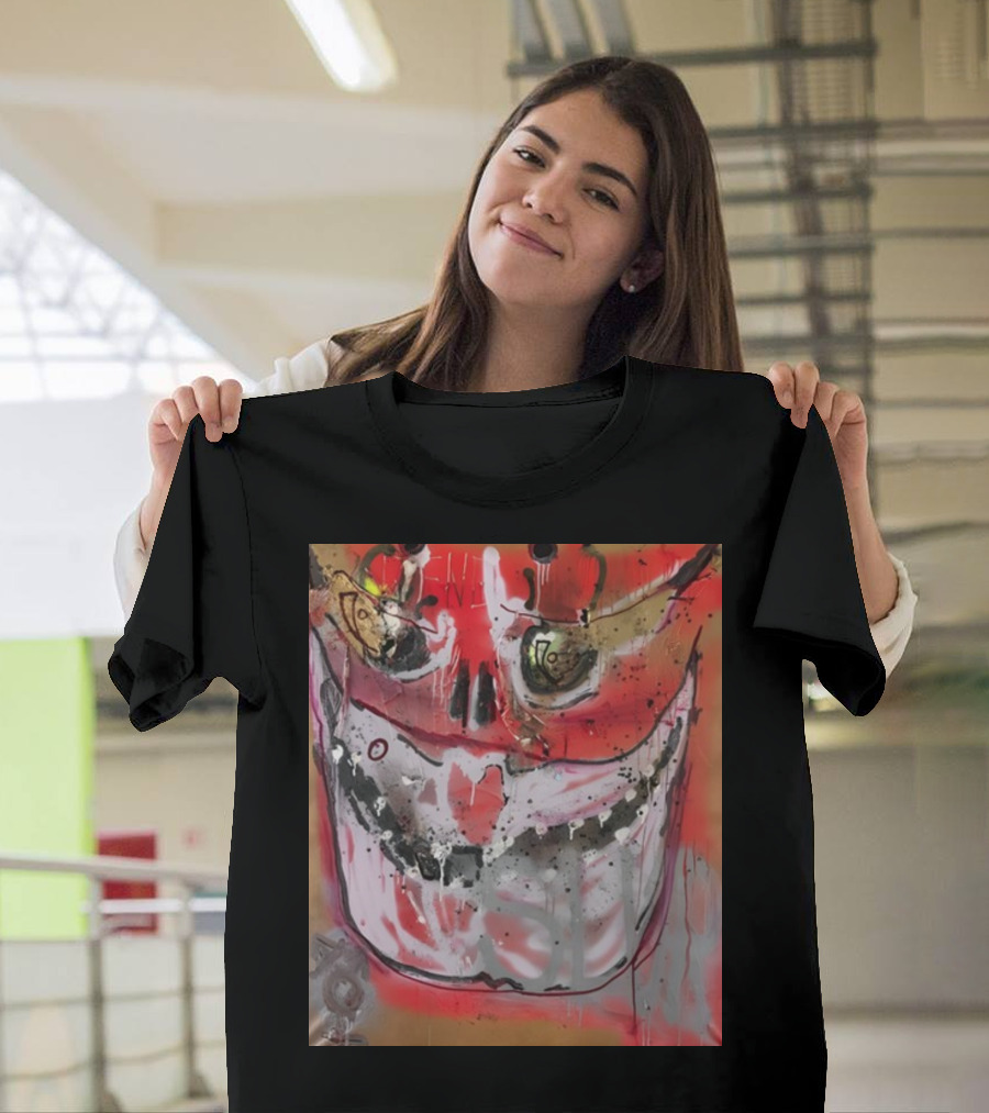 Mutant Ochre Skull Graffiti Drip T-Shirt