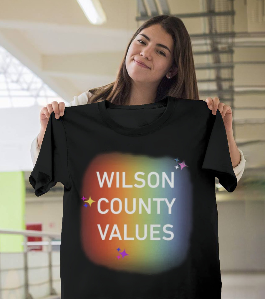 WILSON COUNTY VALUES Rainbow Colors With Stars T-Shirt