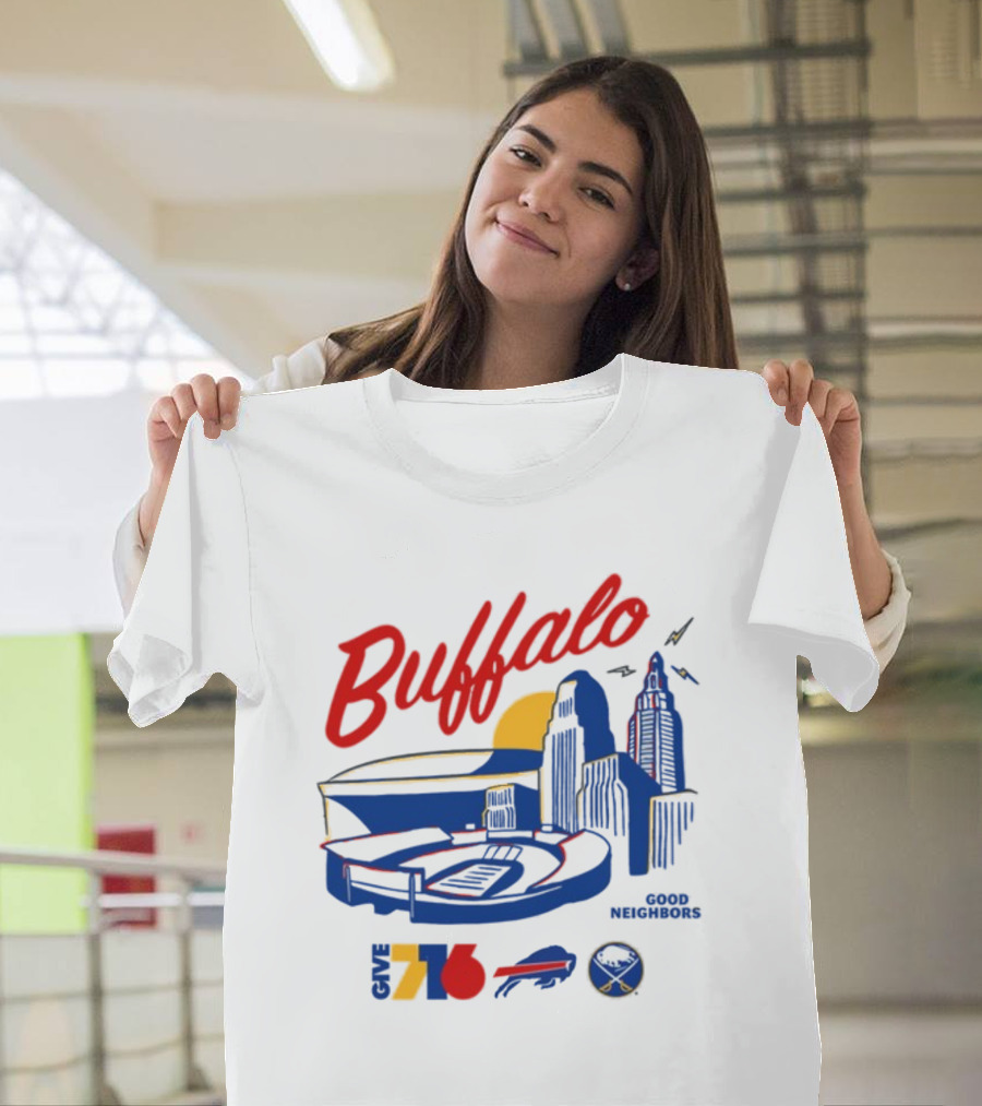 Buffalo Good Neighbors Skyline Give 716 Sabres Bills Elements T-Shirt