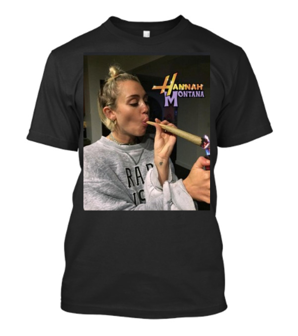 Hannah Montana Smoking Weed Giant Joint T-Shirt
