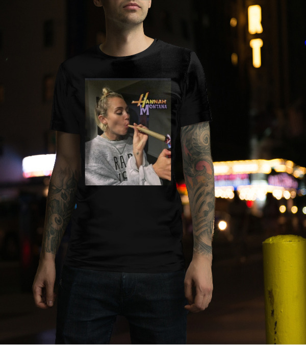 Hannah Montana Smoking Weed Giant Joint T-Shirt
