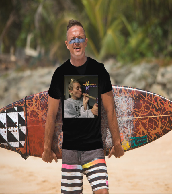 Hannah Montana Smoking Weed Giant Joint T-Shirt