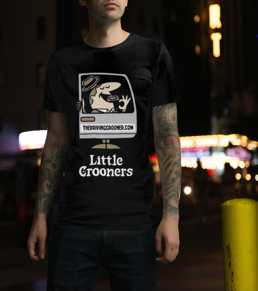 Little Crooners Thedrivingcrooner.com Microphone Character T-Shirt