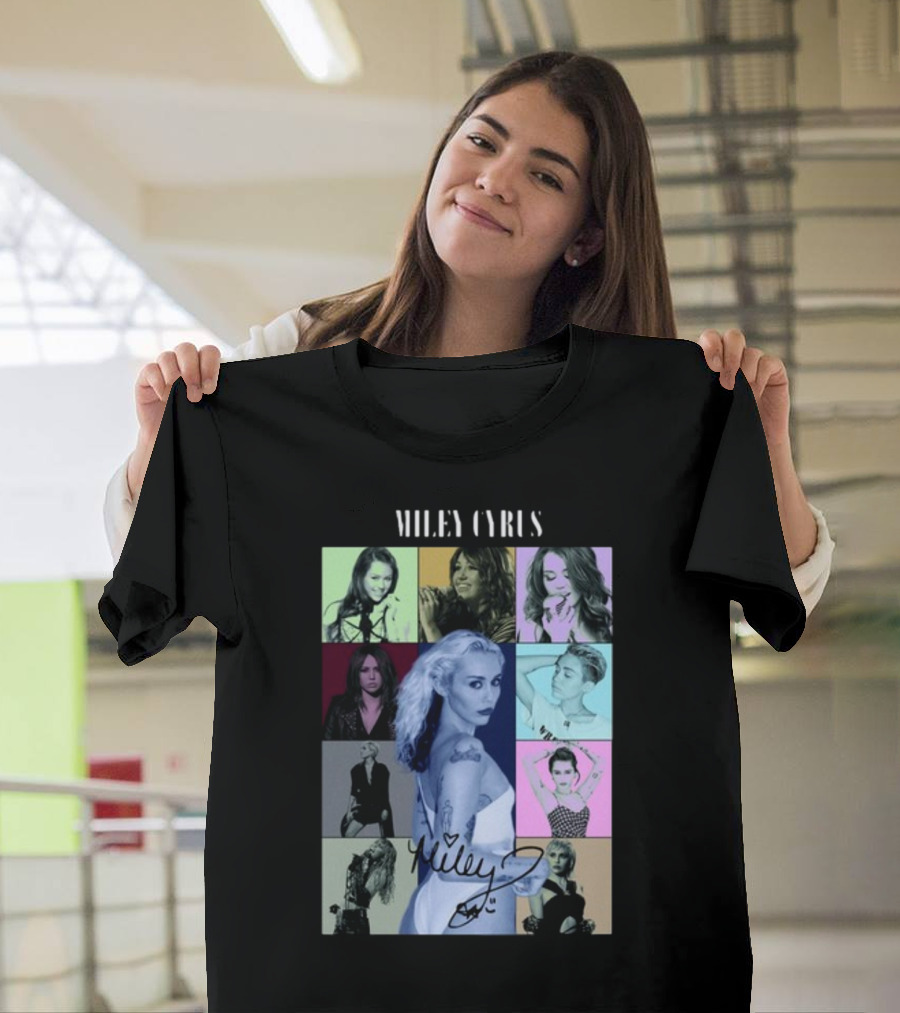 Miley Cyrus The Eras Tour Multicolor Pop Art Collage T-Shirt