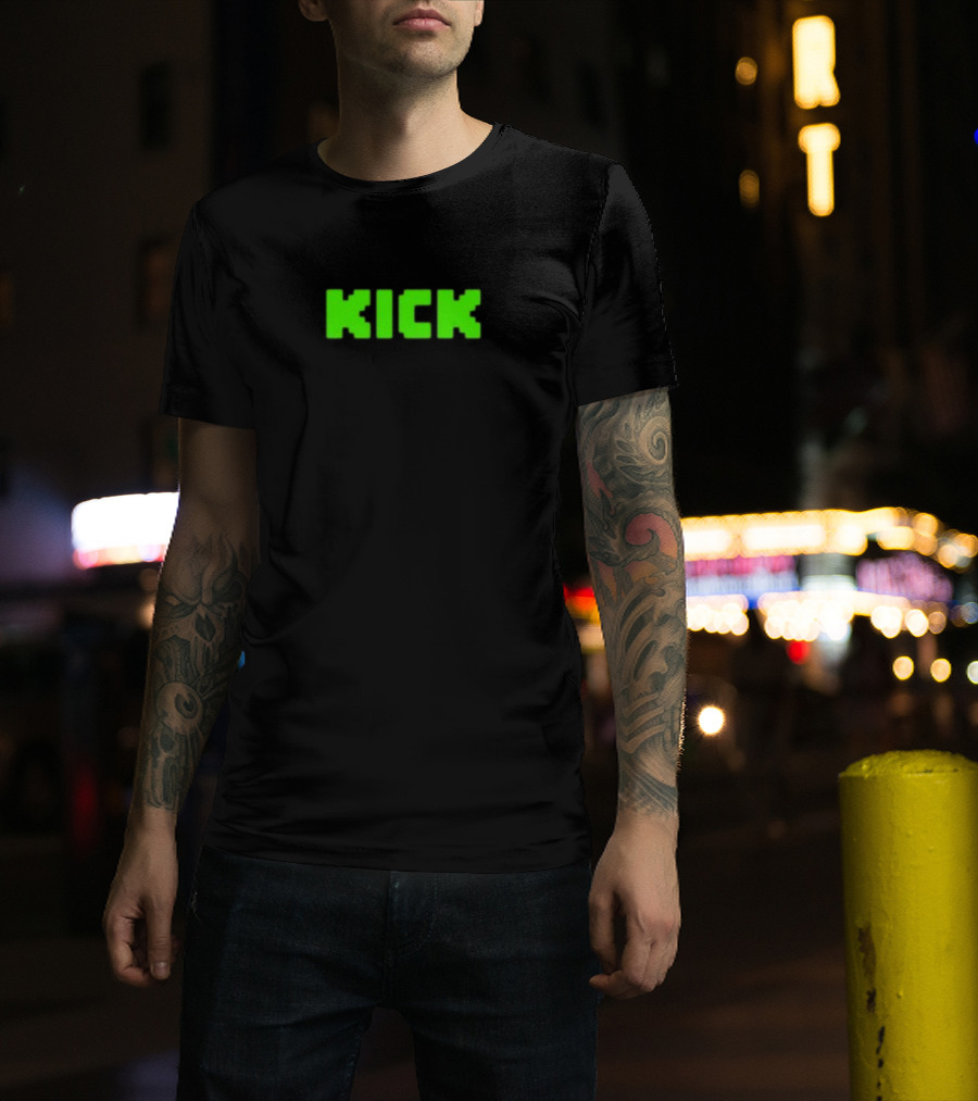KICK Bold Neon Green Text T-Shirt