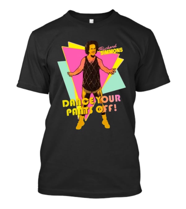 Richard Simmons Dance Your Pants Off Vintage Workout Retro Neon Triangles T-Shirt