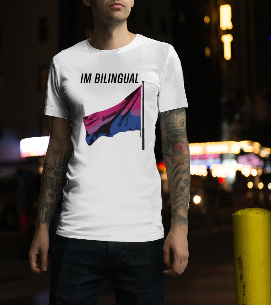 IM Bilingual Flag With Pink Purple And Blue Stripes T-Shirt