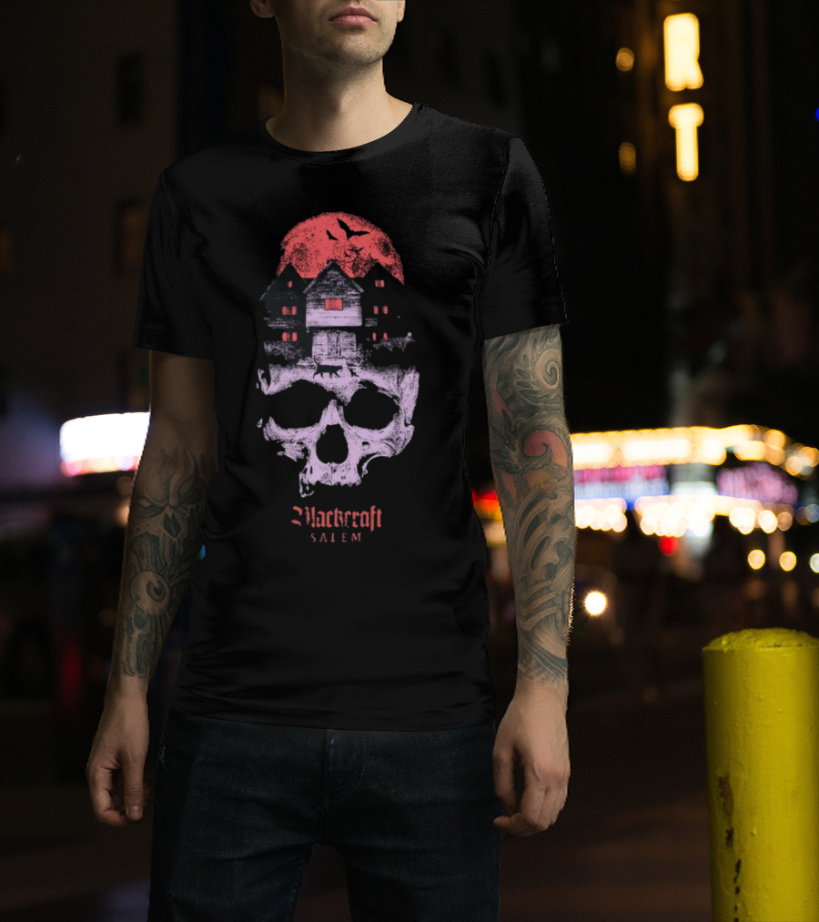 Blackcraft Salem Witch House Skull Moon Ravens T-Shirt