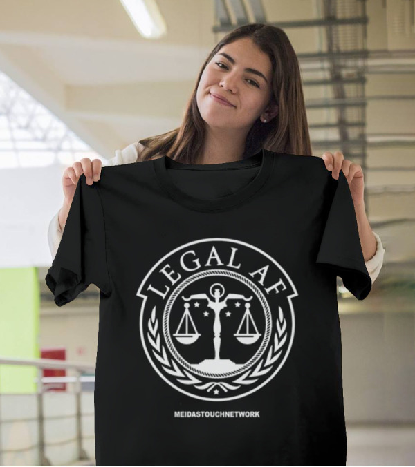LEGAL AF Meidastouch Network Custom Navy Logo Scales And Stars T-Shirt