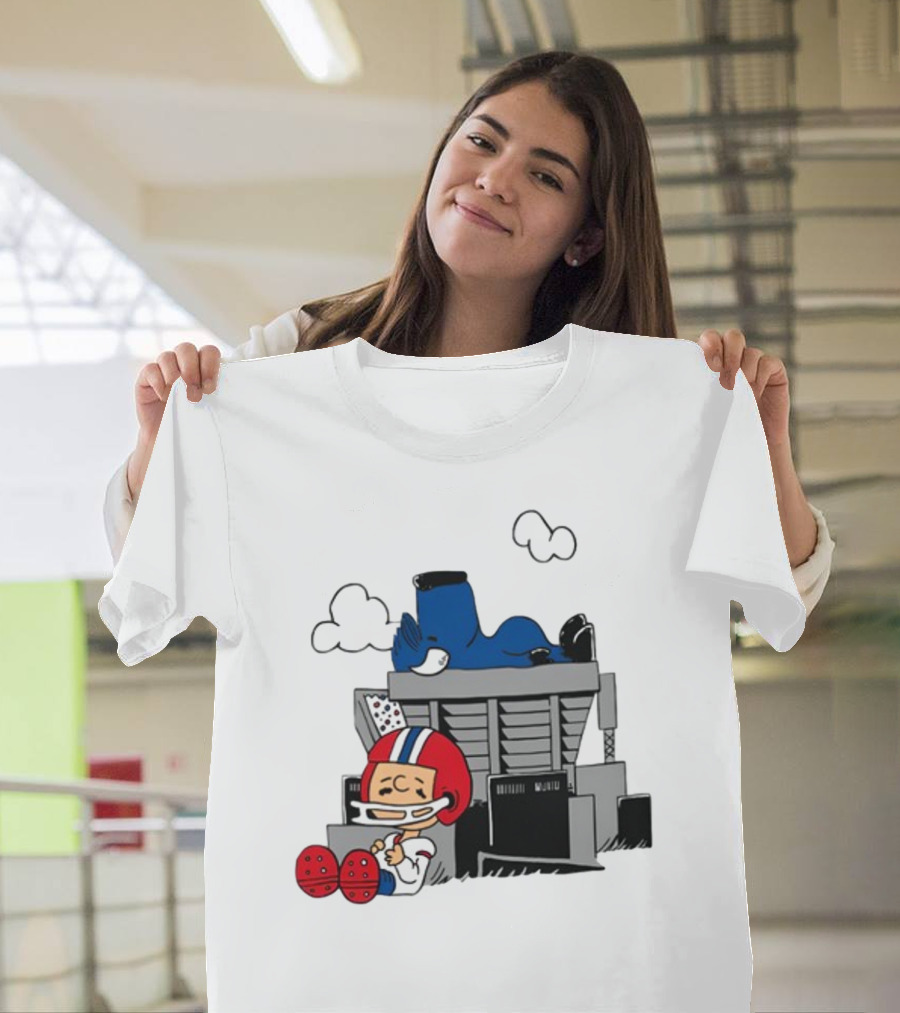 Waiting The Season Football Player Snoozing On Bleachers T-Shirt