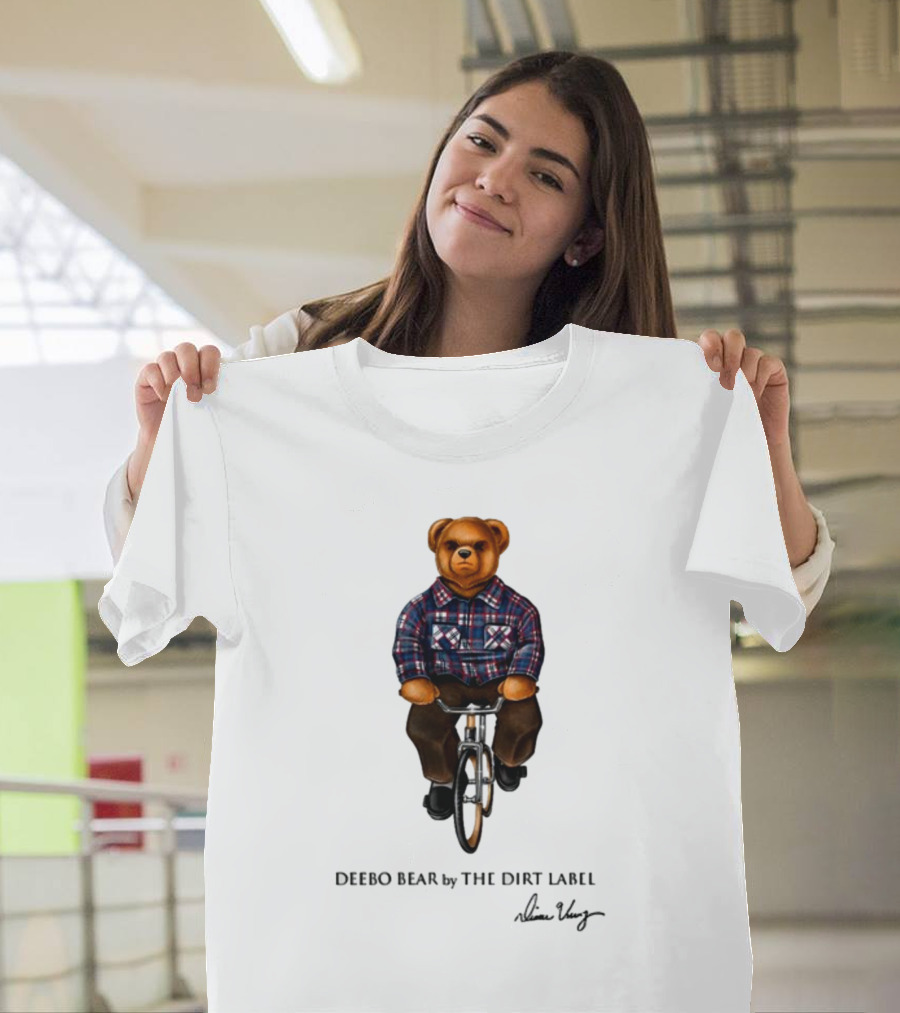 Deebo Bear Biking Plaid Style by The Dirt Label T-Shirt