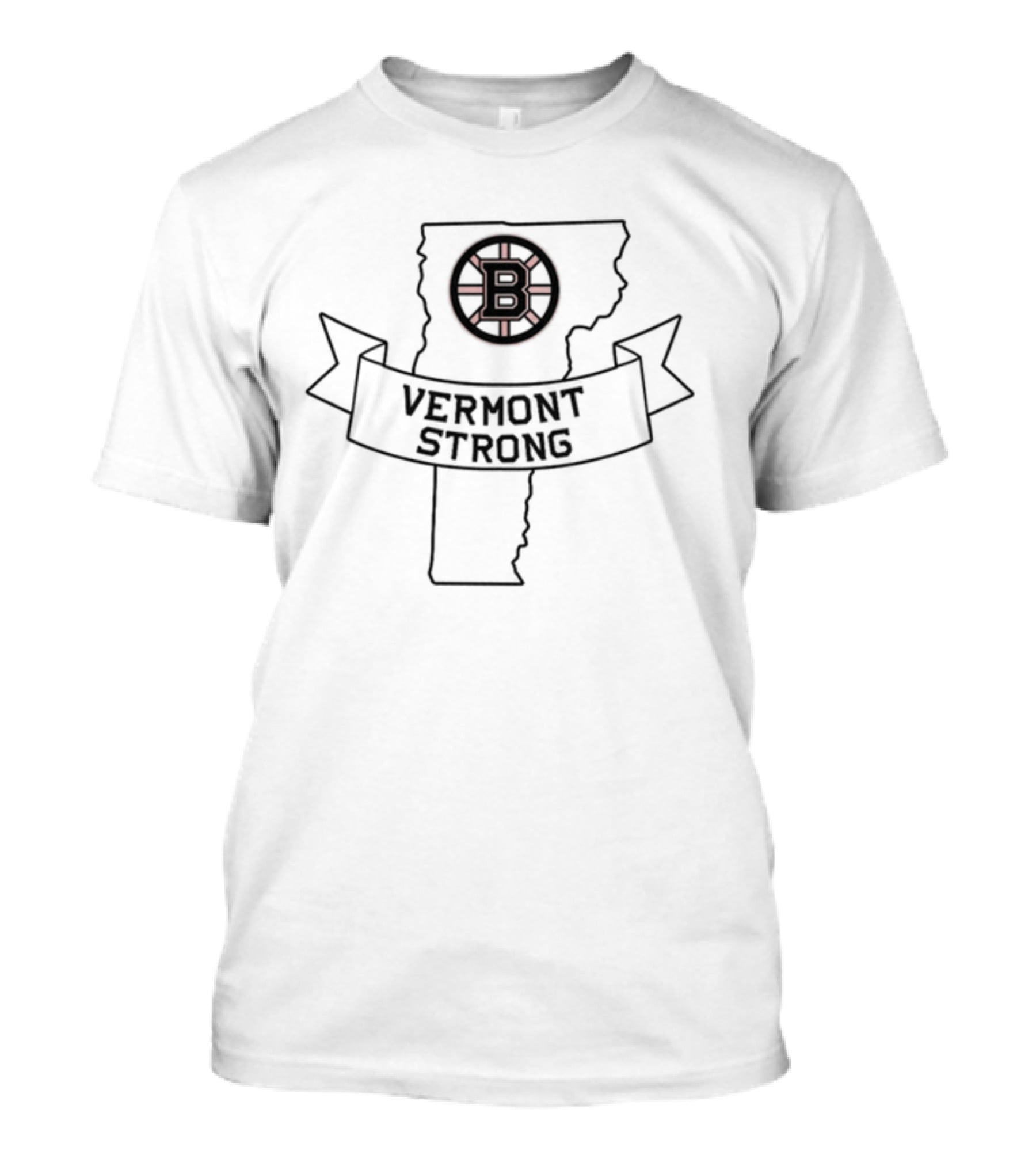Boston Bruins Vermont Strong Logo On State Outline T-Shirt
