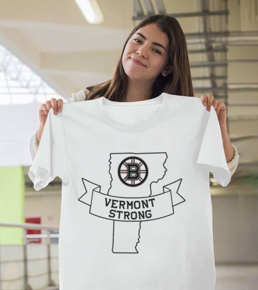 Boston Bruins Vermont Strong Logo on State Outline T-Shirt
