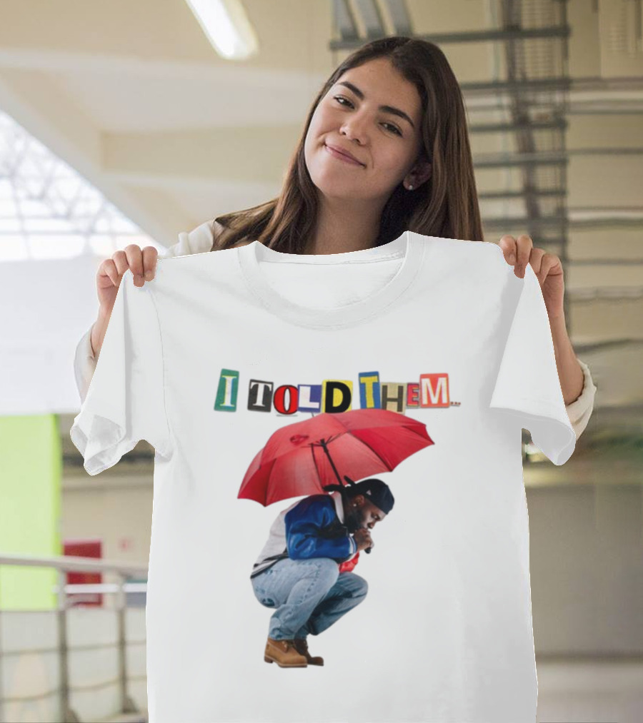 I Told Them Burna Boy Red Umbrella Crouching Pose T-Shirt