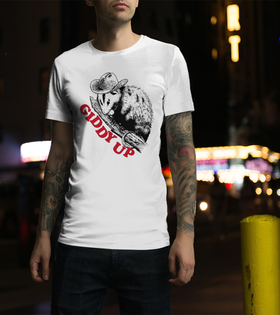 Giddy Up Cowboy Hat Opossum On Branch T-Shirt