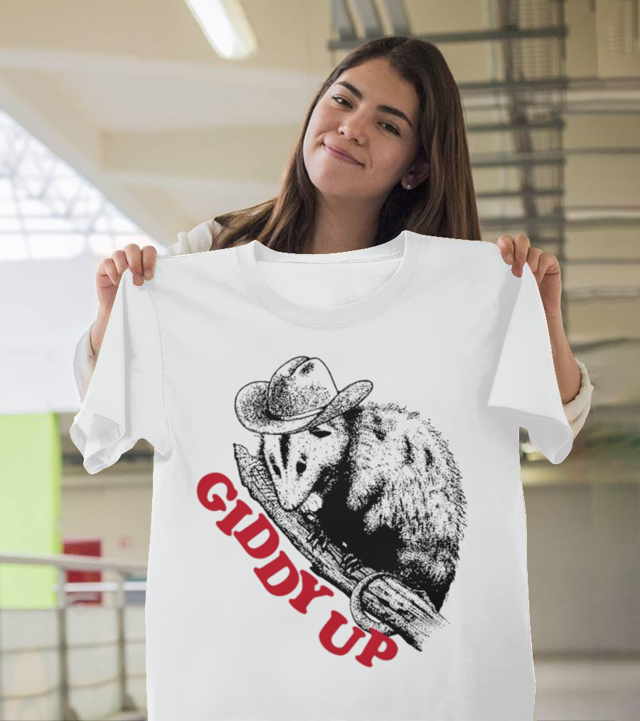 Giddy Up Cowboy Hat Opossum On Branch T-Shirt