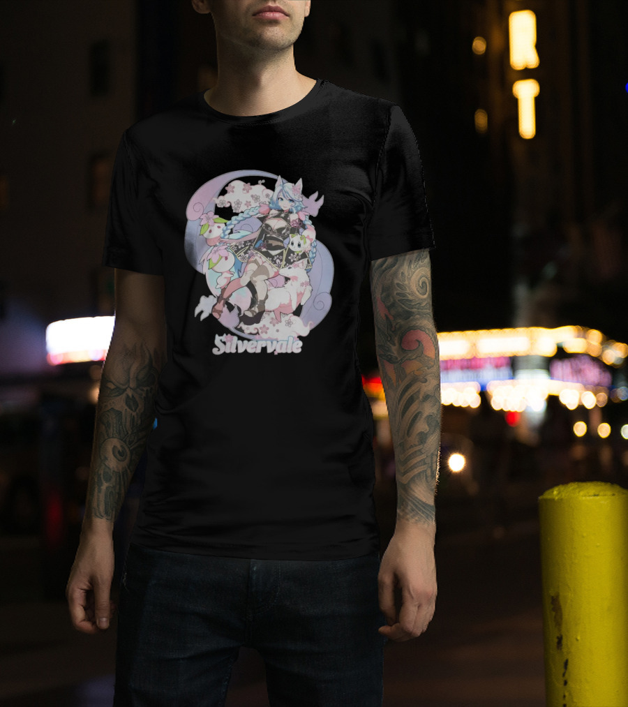 Silvervale Pastel Anime Fantasy Character With Floral Elements T-Shirt