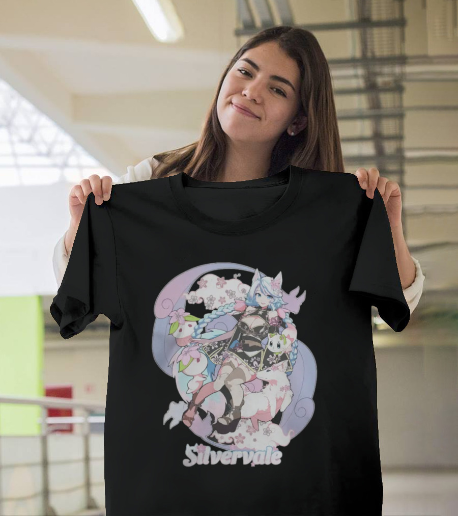 Silvervale Pastel Anime Fantasy Character With Floral Elements T-Shirt