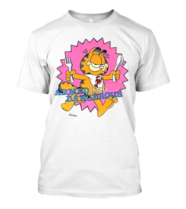 Jim Davis Armed And Dangerous Garfield Fork And Spoon T-Shirt