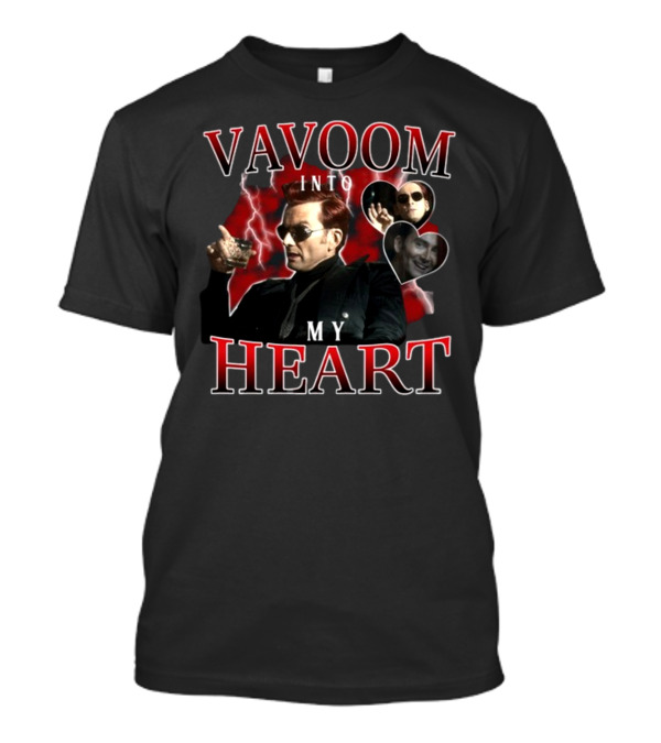Vavoom Into My Heart Red Lightning Storm And Heart Faces T-Shirt