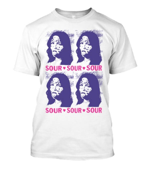 Olivia Rodrigo Sour Grid Purple Silhouette Portrait Hearts T-Shirt