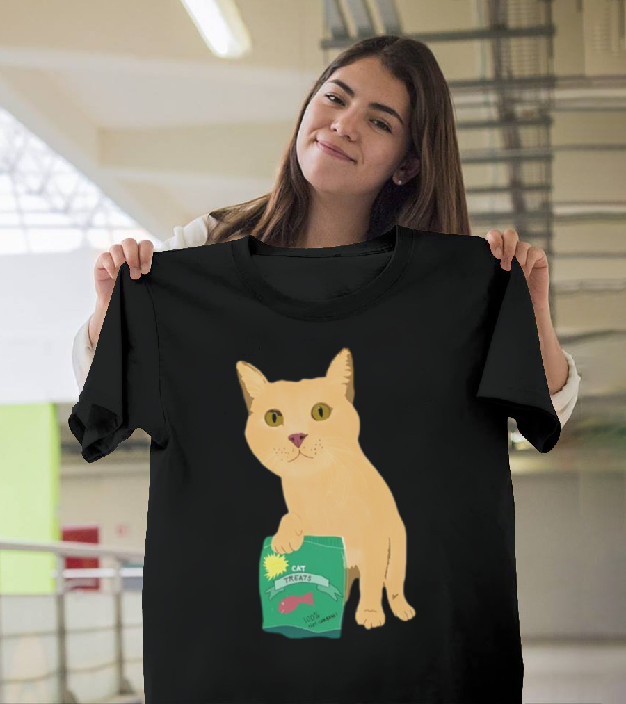 KatRose Cat Treats 100% Fish Formula Cat Holding Green Package T-Shirt