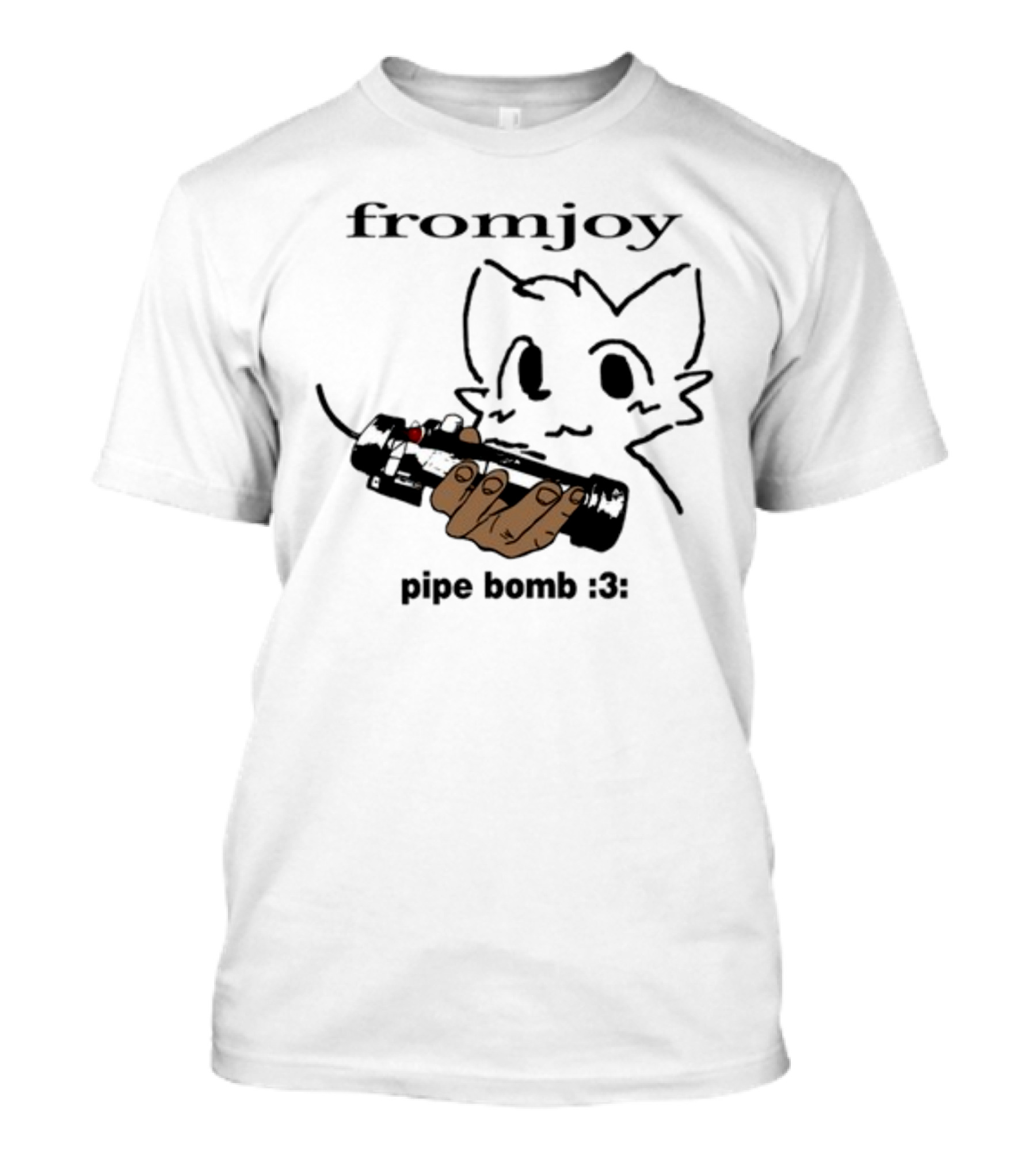 Fromjoy Pipe Bomb :3 Cat Drawing Hand Holding Bomb T-Shirt