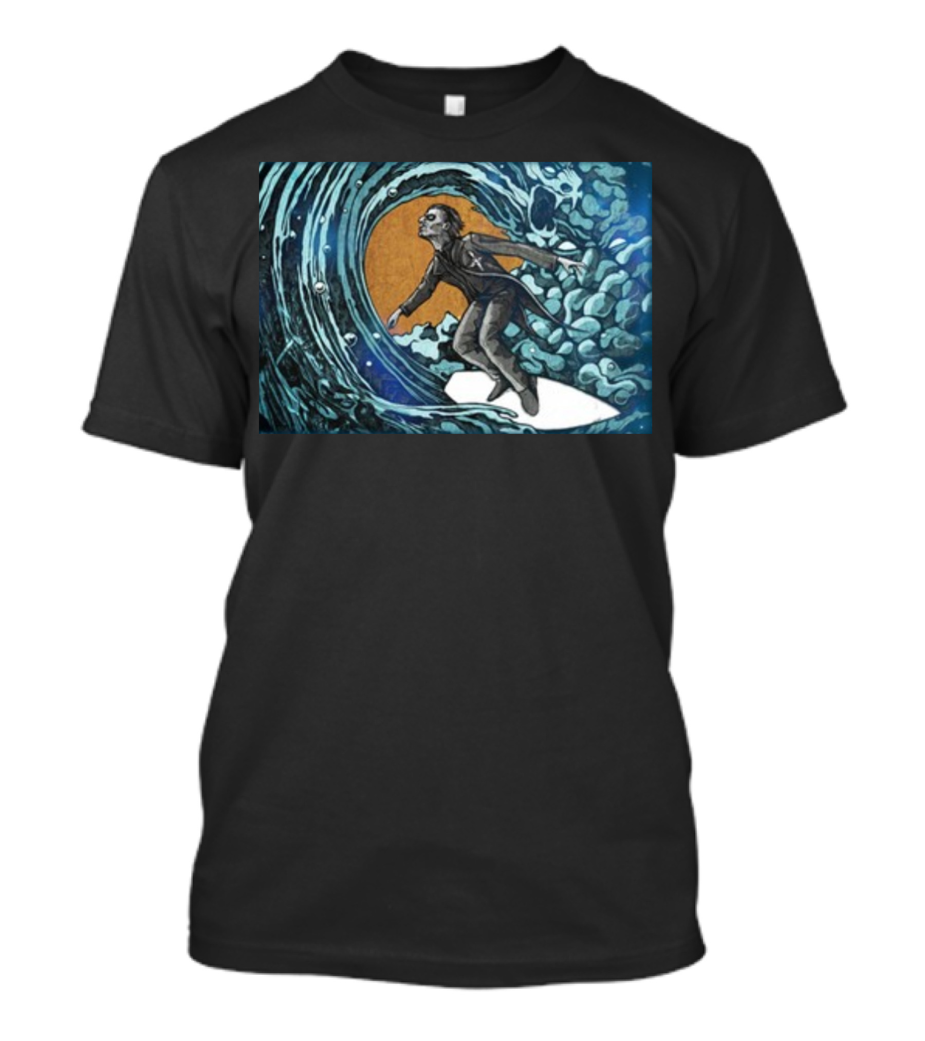 Michael Myers Surfing Massive Wave Halloween T-Shirt