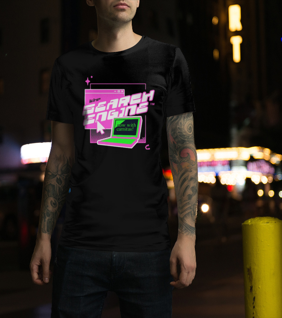 The Search Engine Now With Carnitas Neon Retro Computer Graphics T-Shirt