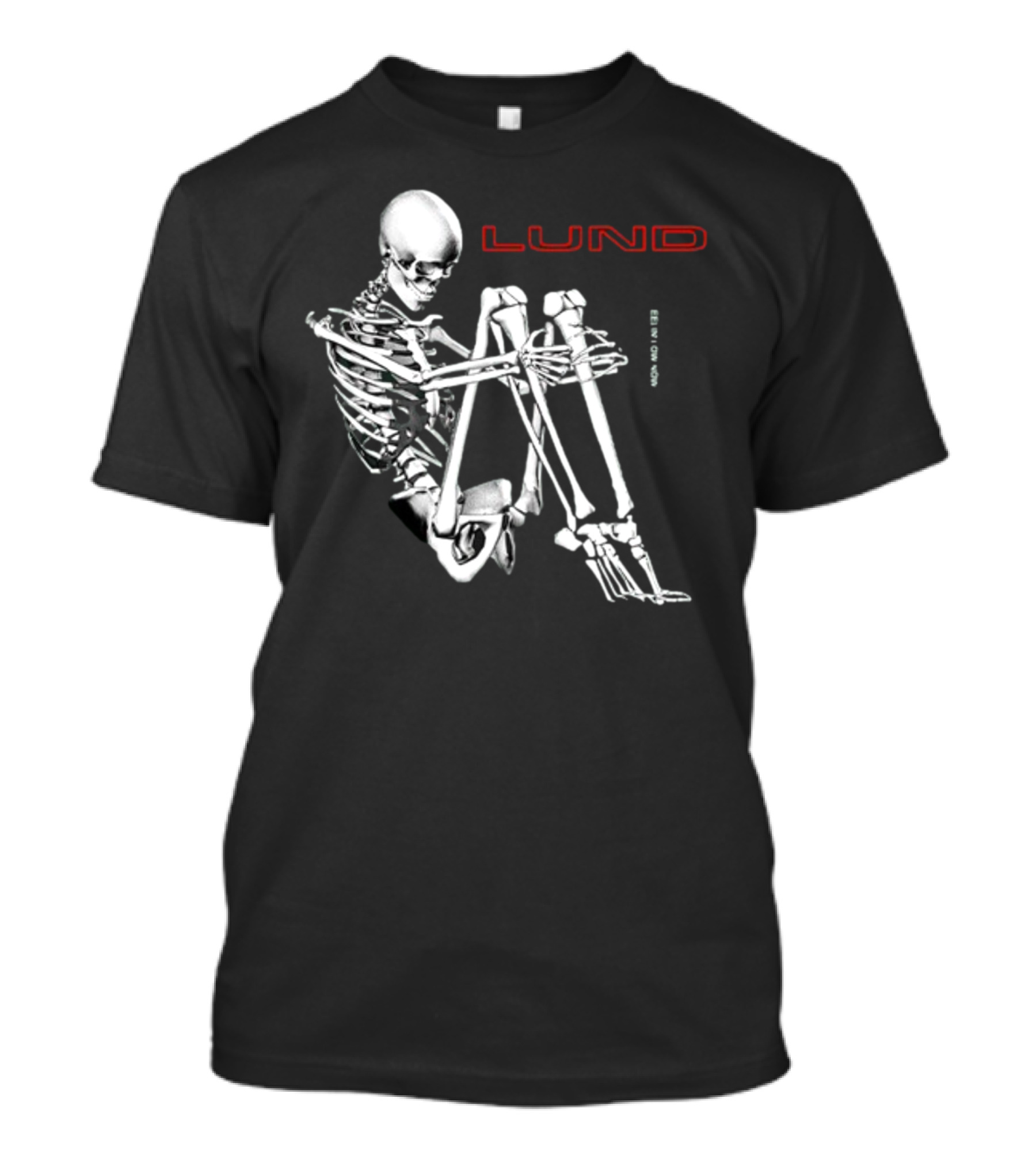 Lund Skeleton Sitting Bend Over Text Elements T-Shirt