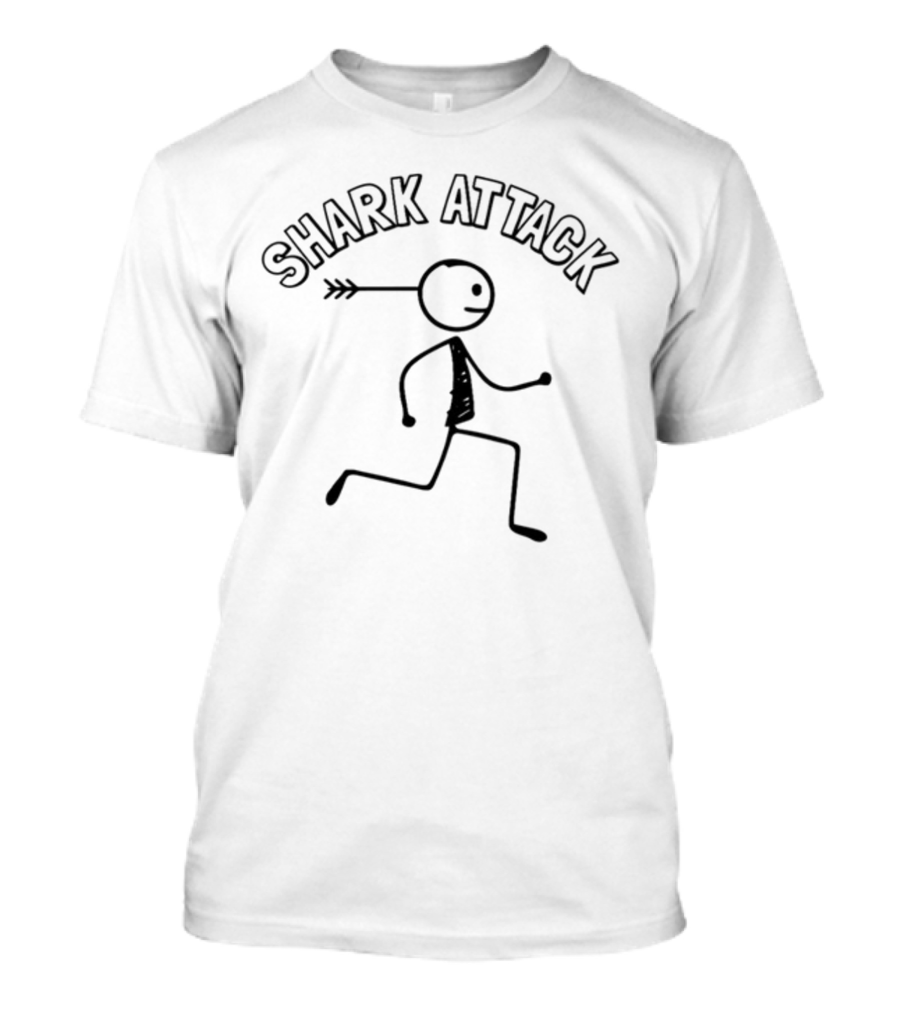 Dr Matt Carriker Wearing Shark Attack Stick Figure Arrow Head Running T-Shirt