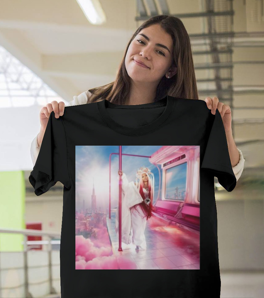 Nicki Minaj 11.17.23 Pink Friday 2 Album Art with Cityscape and Pink Subway Scene T-Shirt