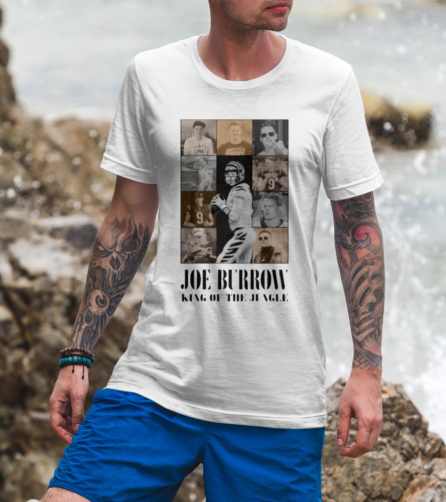 Joe Burrow King Of The Jungle Bengals Tribute Montage T-Shirt