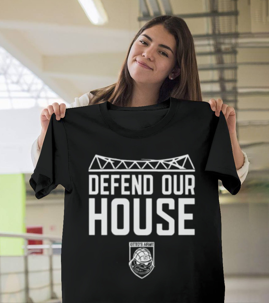 Limited Otto's Army Defend Our House Stadium Mascot Badge T-Shirt