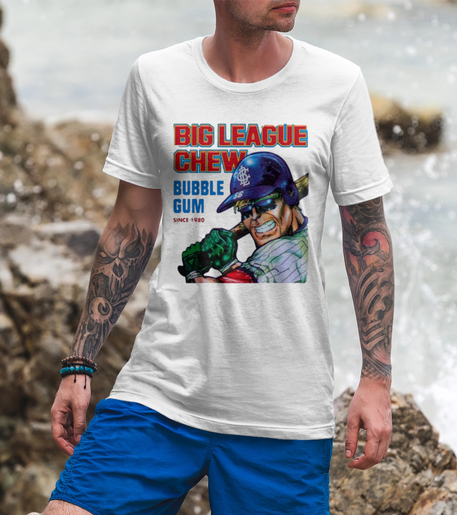 Big League Chew Bubble Gum Since 1980 Baseball Player T-Shirt
