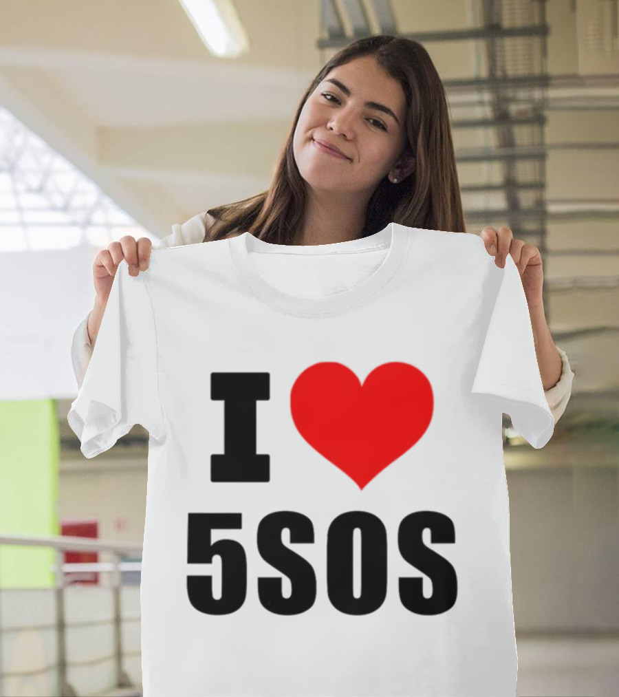 Ashton Irwin Wearing I Love 5SOS Fan Merchandise T-Shirt