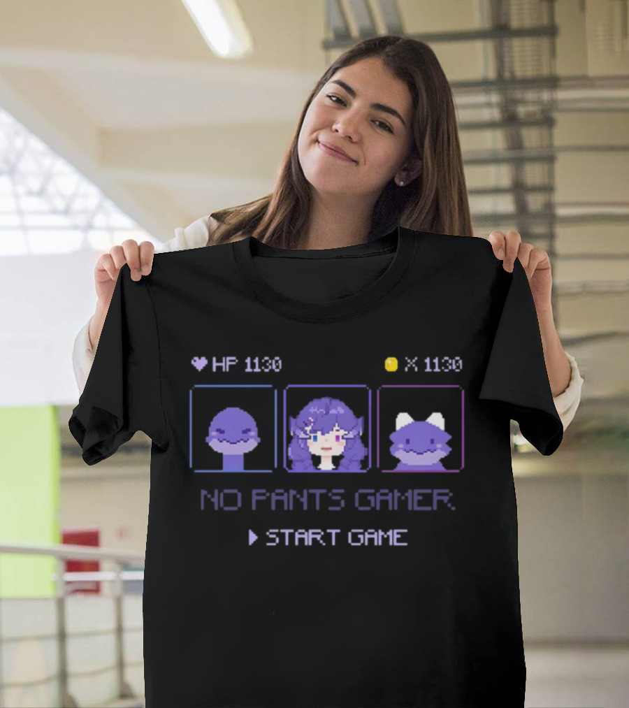 No Pants Gamer HP 1130 Start Game Pixel Art Character Selection T-Shirt
