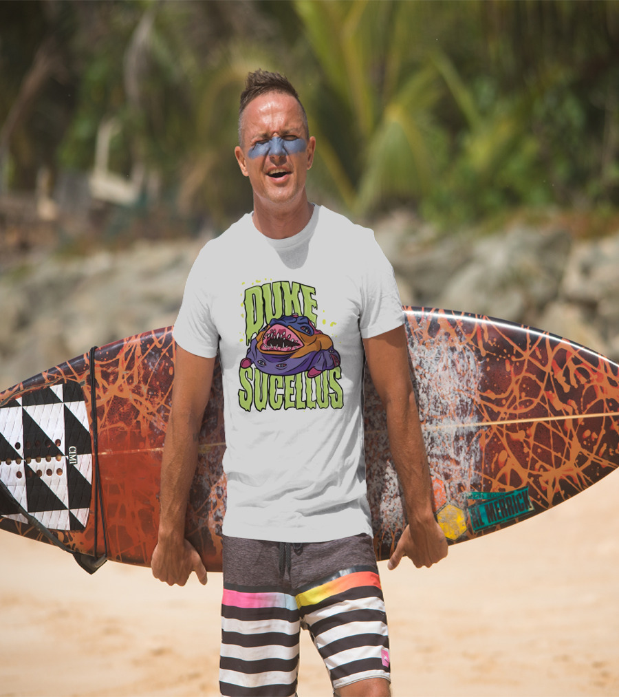 Duke Sucellus Multicolored Creature With Sharp Teeth T-Shirt