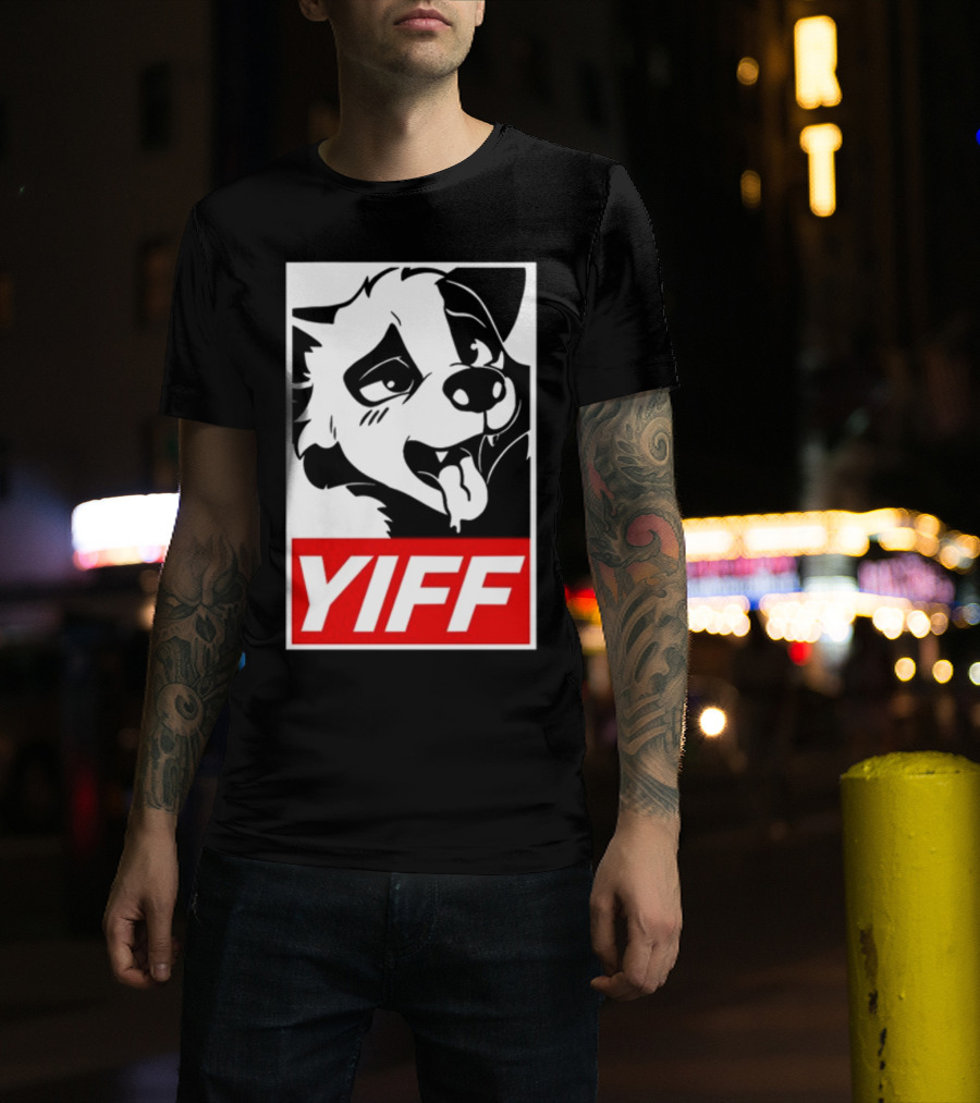 Yiff Dog Logo Red And White T-Shirt