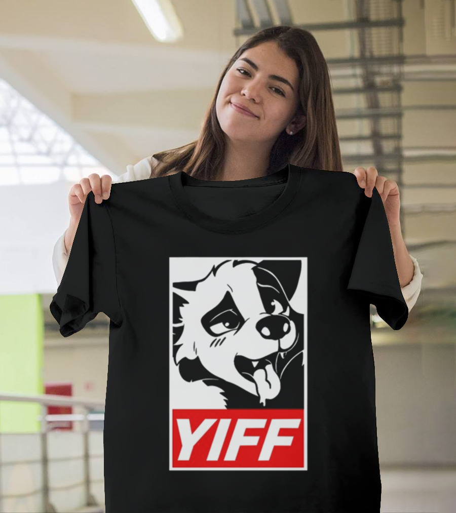 Yiff Dog Logo Red And White T-Shirt