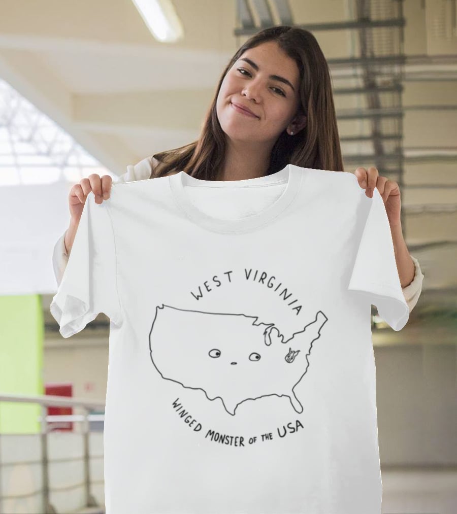 West Virginia Winged Monster Map Illustration USA T-Shirt