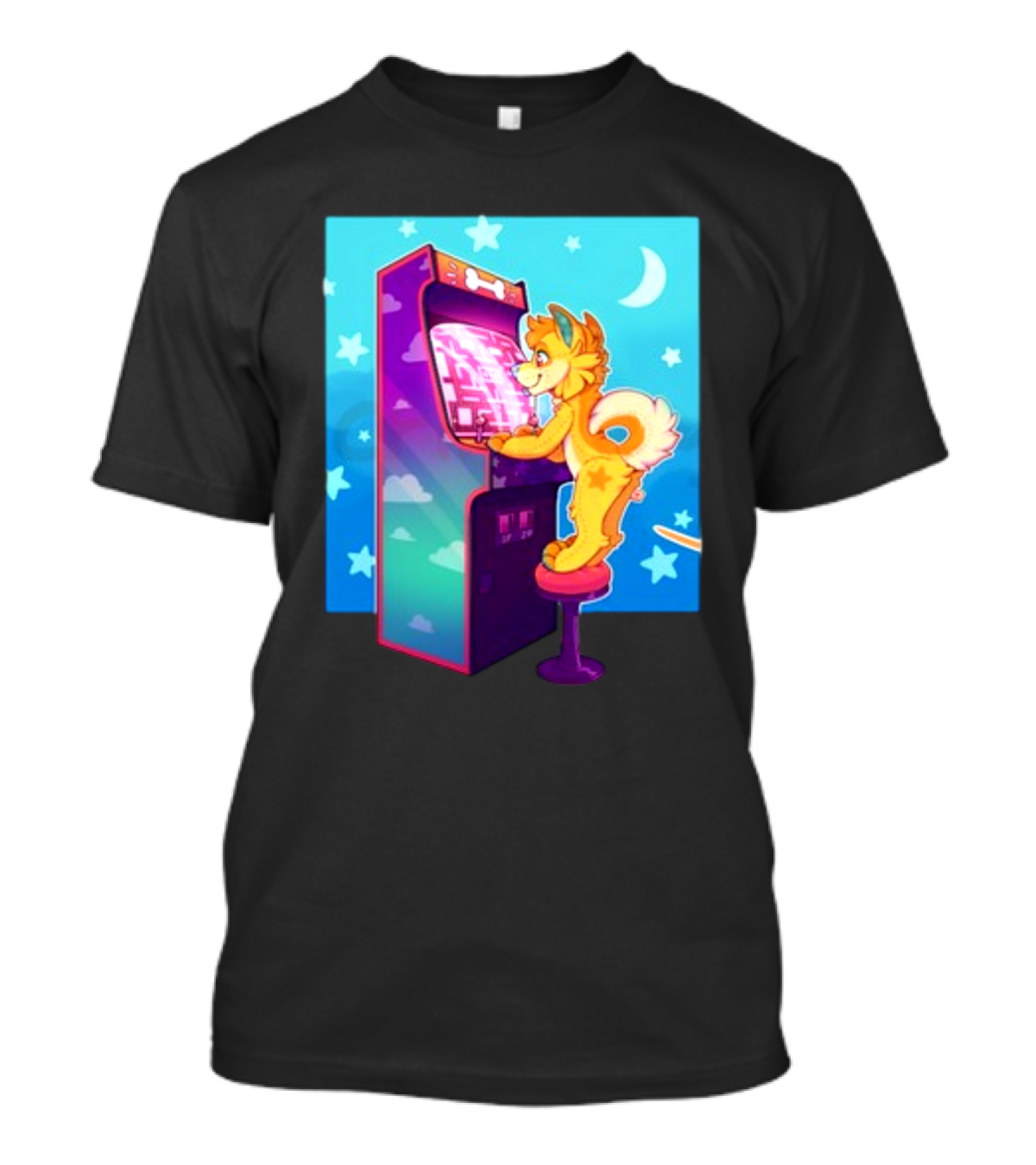 Drackypoof Arcade Pupper Retro Night Gaming T-Shirt