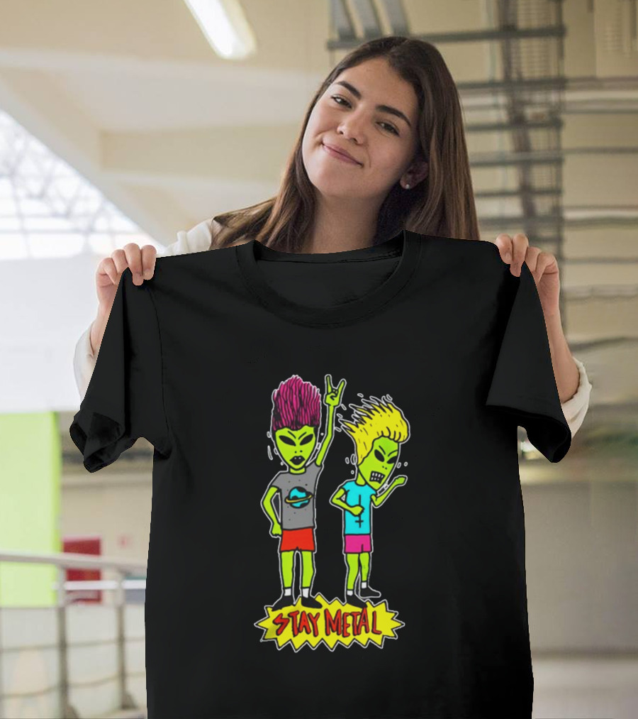 Teen Hearts Green Aliens Stay Metal Mohawk T-Shirt