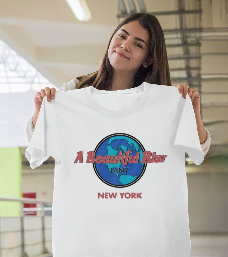 Lany A Beautiful Blur World Map New York T-Shirt