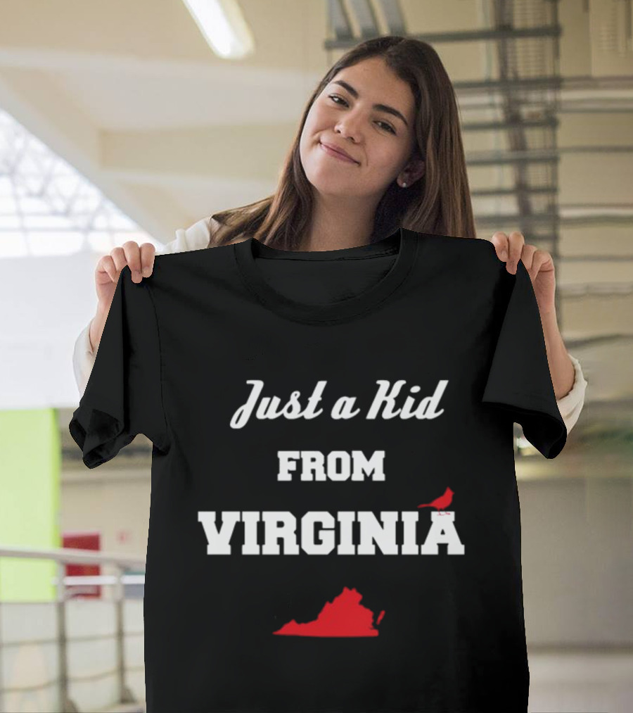 Just a Kid from Virginia with Cardinal and State Outline T-Shirt