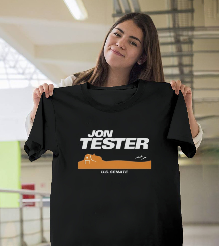 Jon Tester U.S. Senate Barn Landscape Logo Jontester Shop T-Shirt