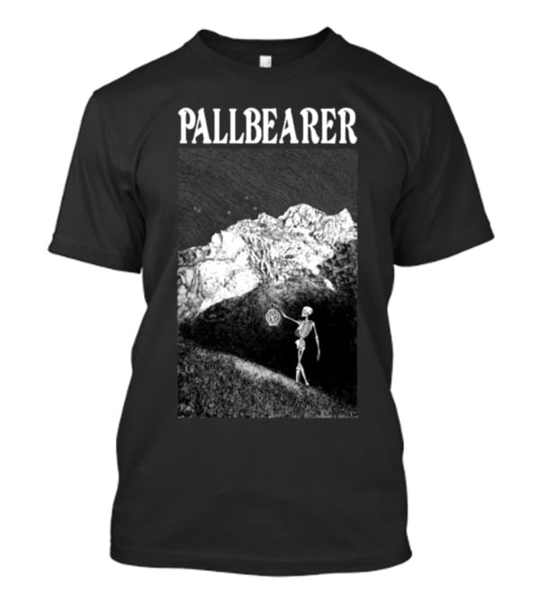 Christian Degn Hermit Pallbearer Skeleton Holding Octagon In Mountainous Landscape T-Shirt