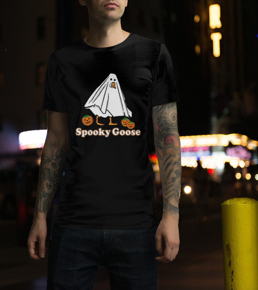 Spooky Goose Ghost Costume With Pumpkins T-Shirt