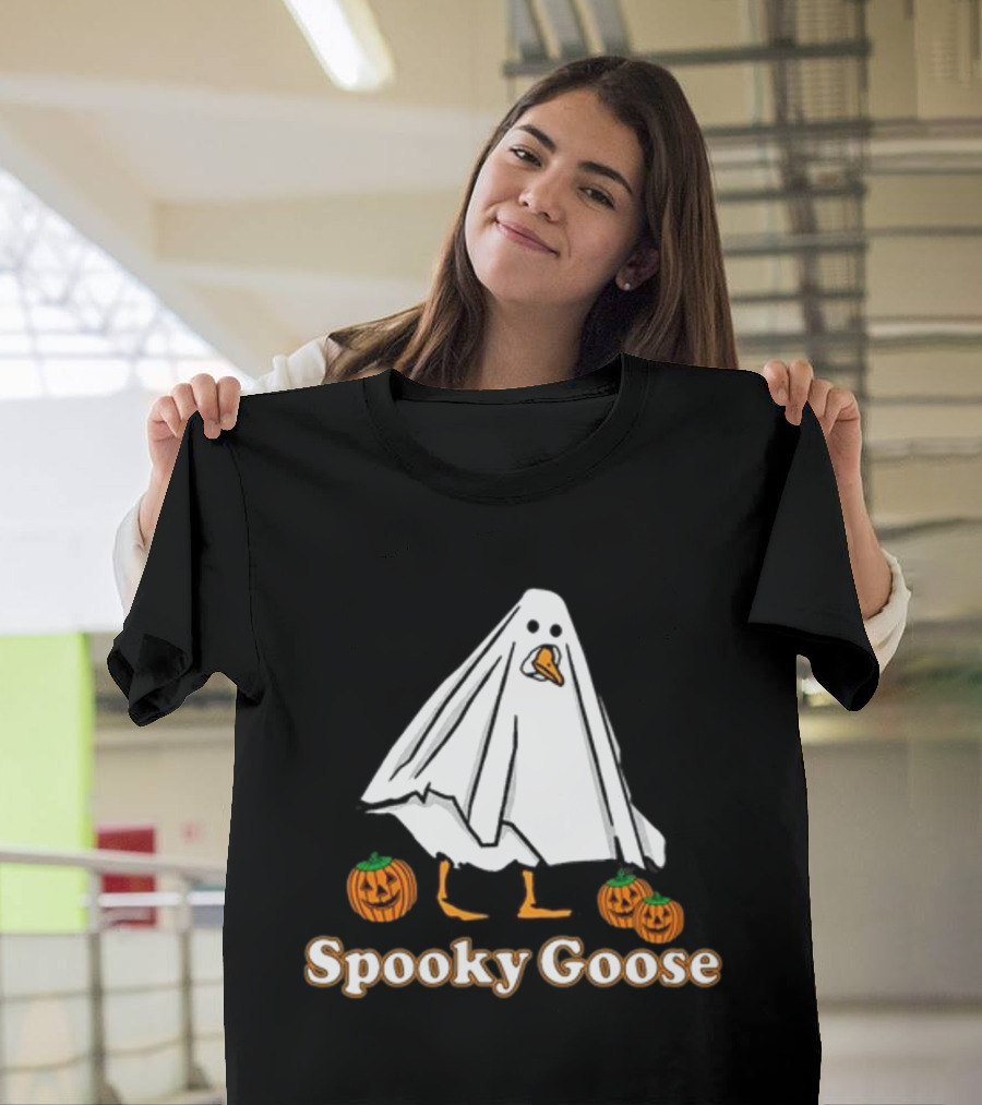 Spooky Goose Ghost Costume with Pumpkins T-Shirt